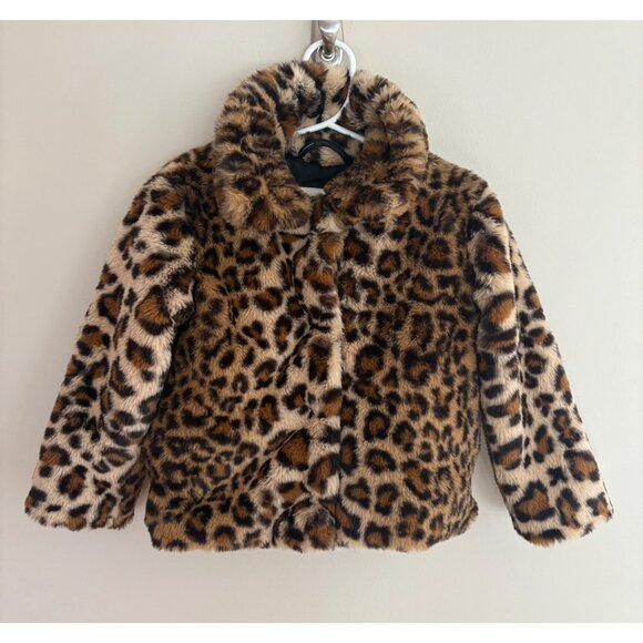 C&C California Faux Fur Leopard Print Sherpa Winter Coat Toddler Girls 3T - Picture 2 of 10